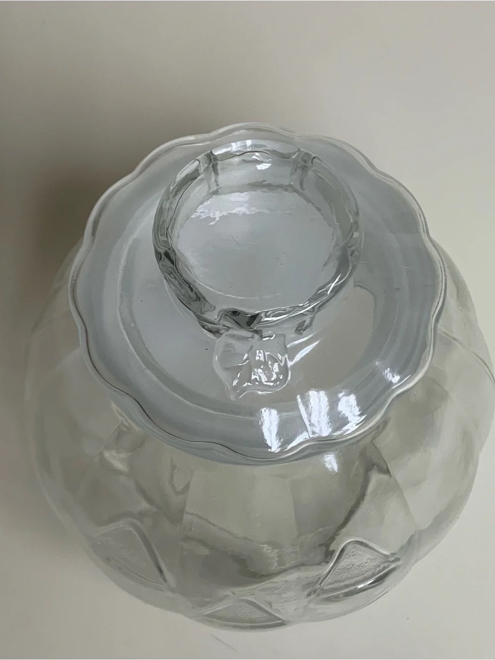 Vtg Clear Glass Jack O'Lantern Pumpkin Candy Jar w/ Lid 6.5